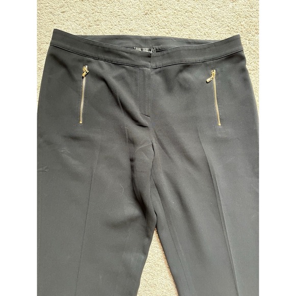 Women's  St John Designer Dress Pants Black Straight Leg  Zipper Size 10 - Picture 3 of 7